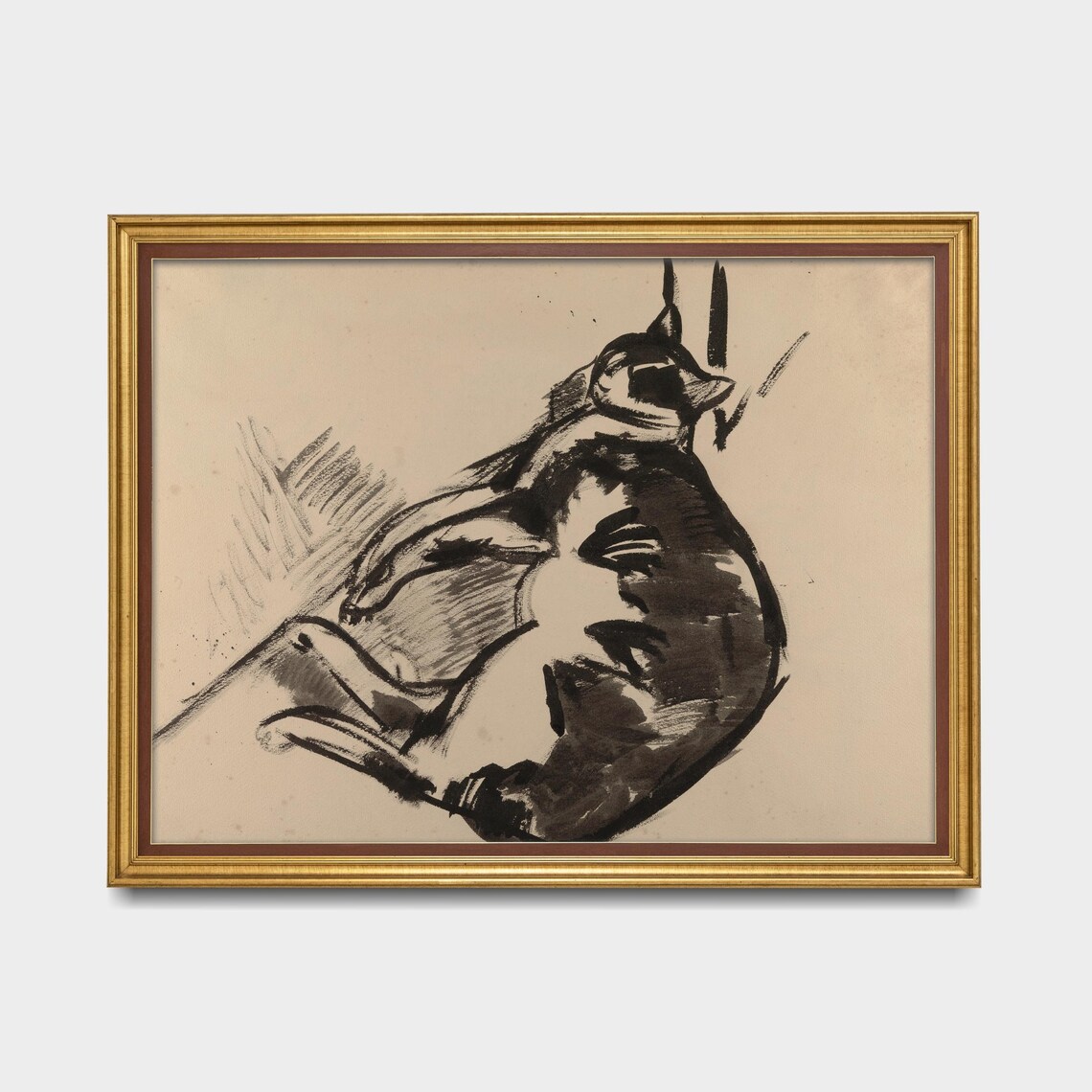 Ink Sketch Sleeping Cat Curled Up Minimalist Feline Art Poster - Image 5