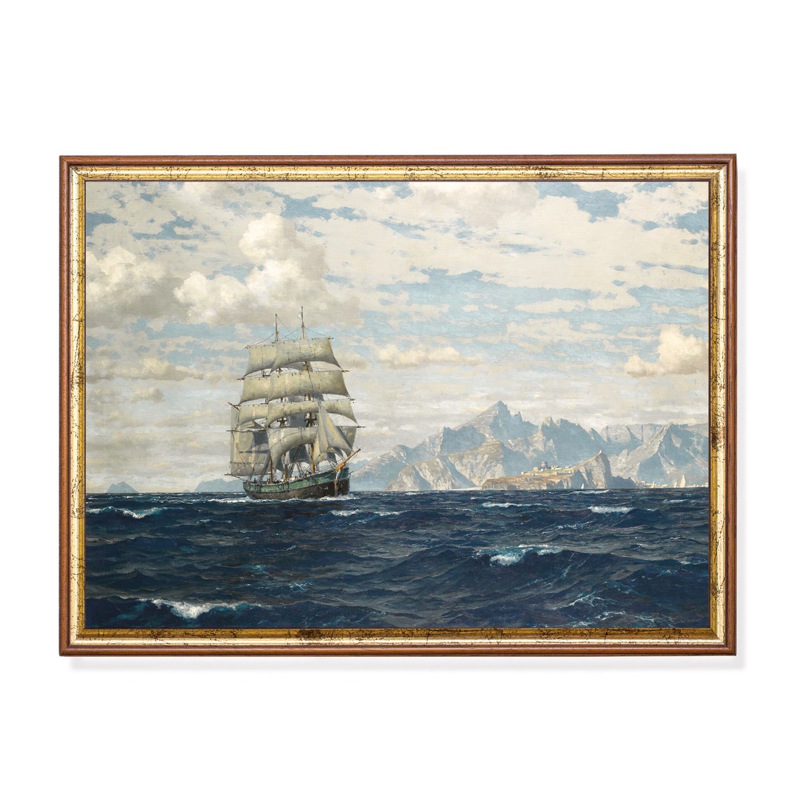 Tall Ship Under Full Sail by Mountain Coast Vintage Marine Poster