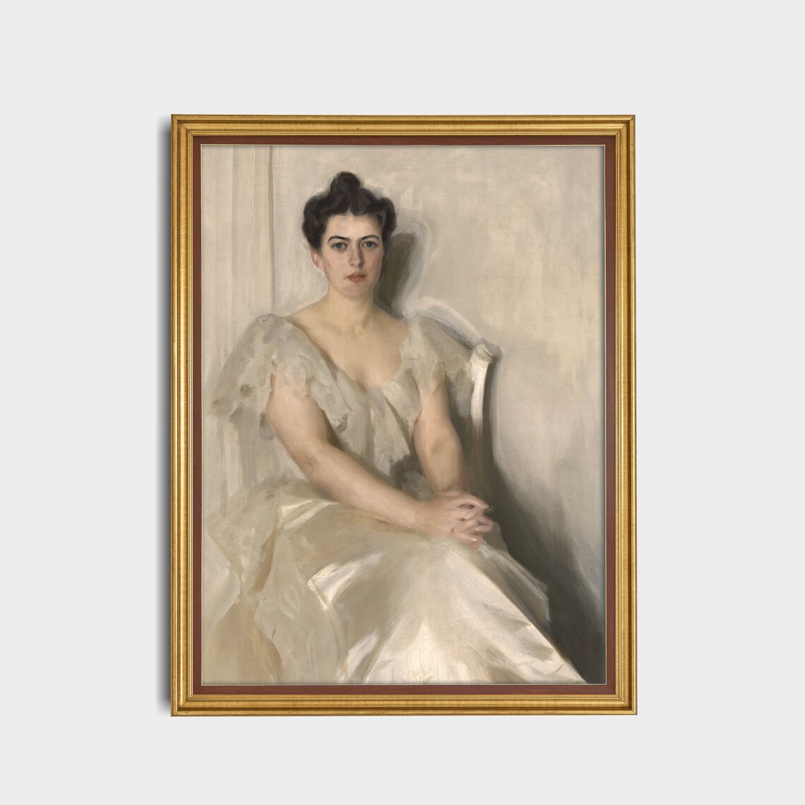 Lady in a White Gown Seated in Chair Classic Vintage Portrait Poster - Image 3