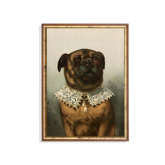 Printed And Shipped Vintage Dog Portrait Antique Oil Painting Rustic Moody Print Dog Lover Gift Farmhouse Decor Physical Prints