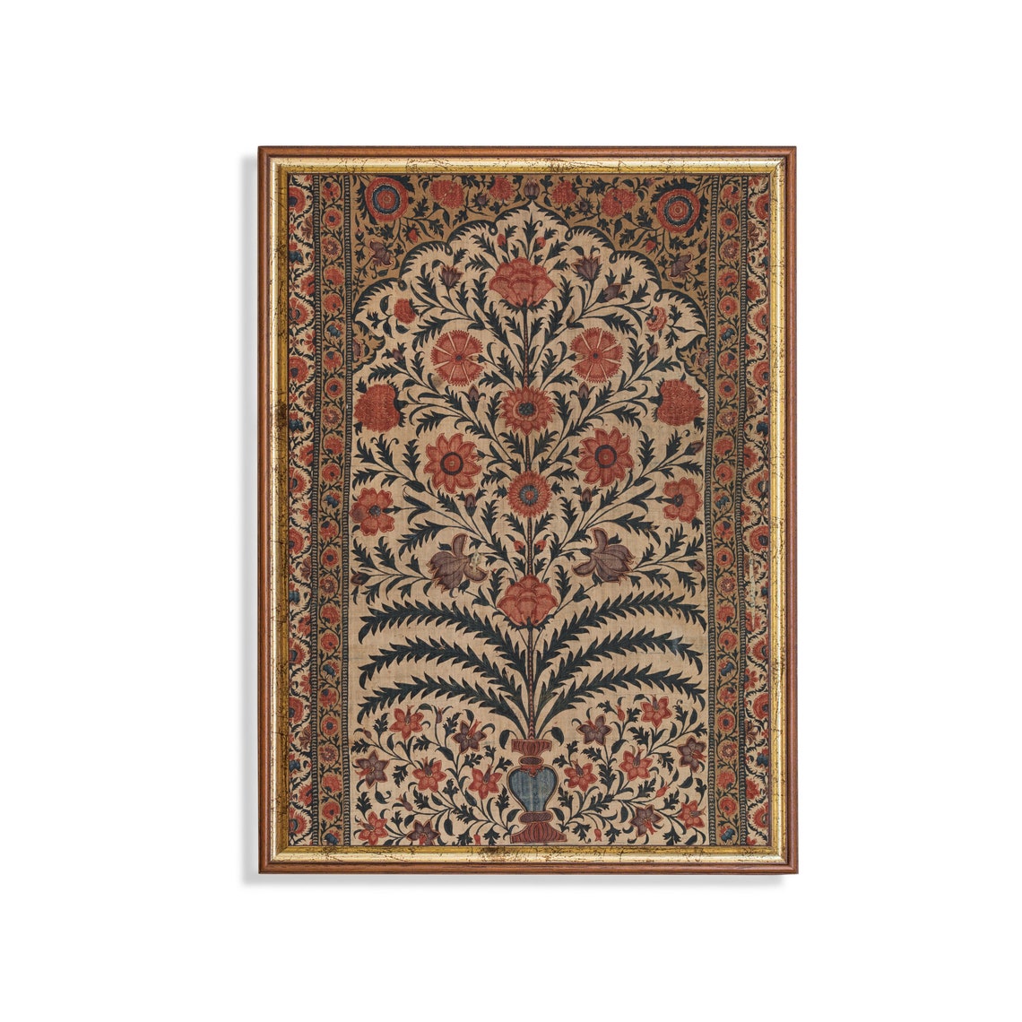 Antique Tree of Life Floral Textile Panel Vintage Botanical Poster