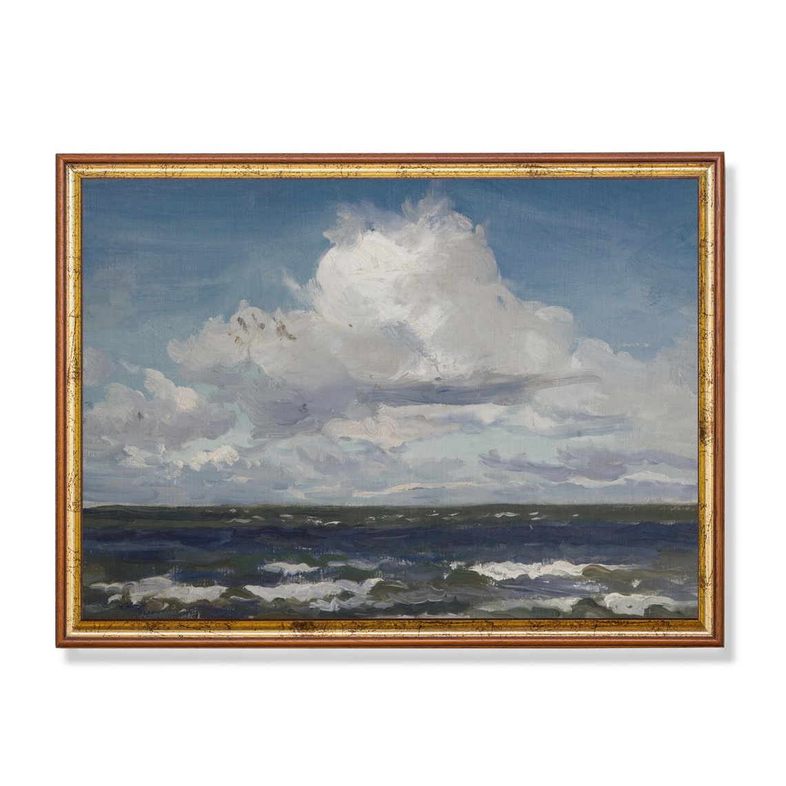 Vintage Ocean Cloud Study Dramatic Seascape Oil Painting Wall Art