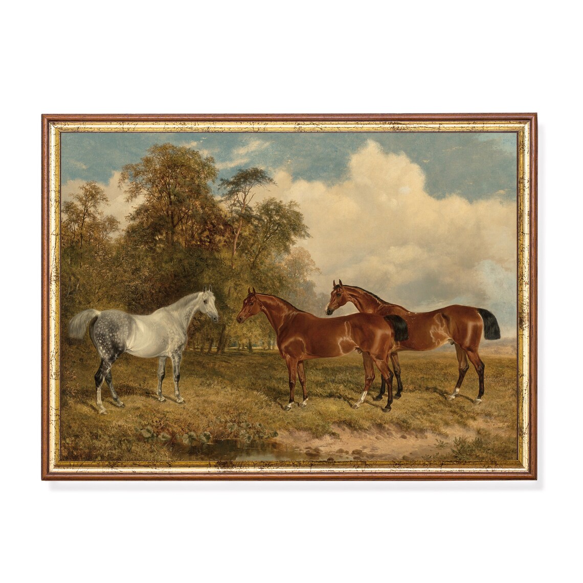 Vintage Horses Equestrian Art Print, Farmhouse Decor