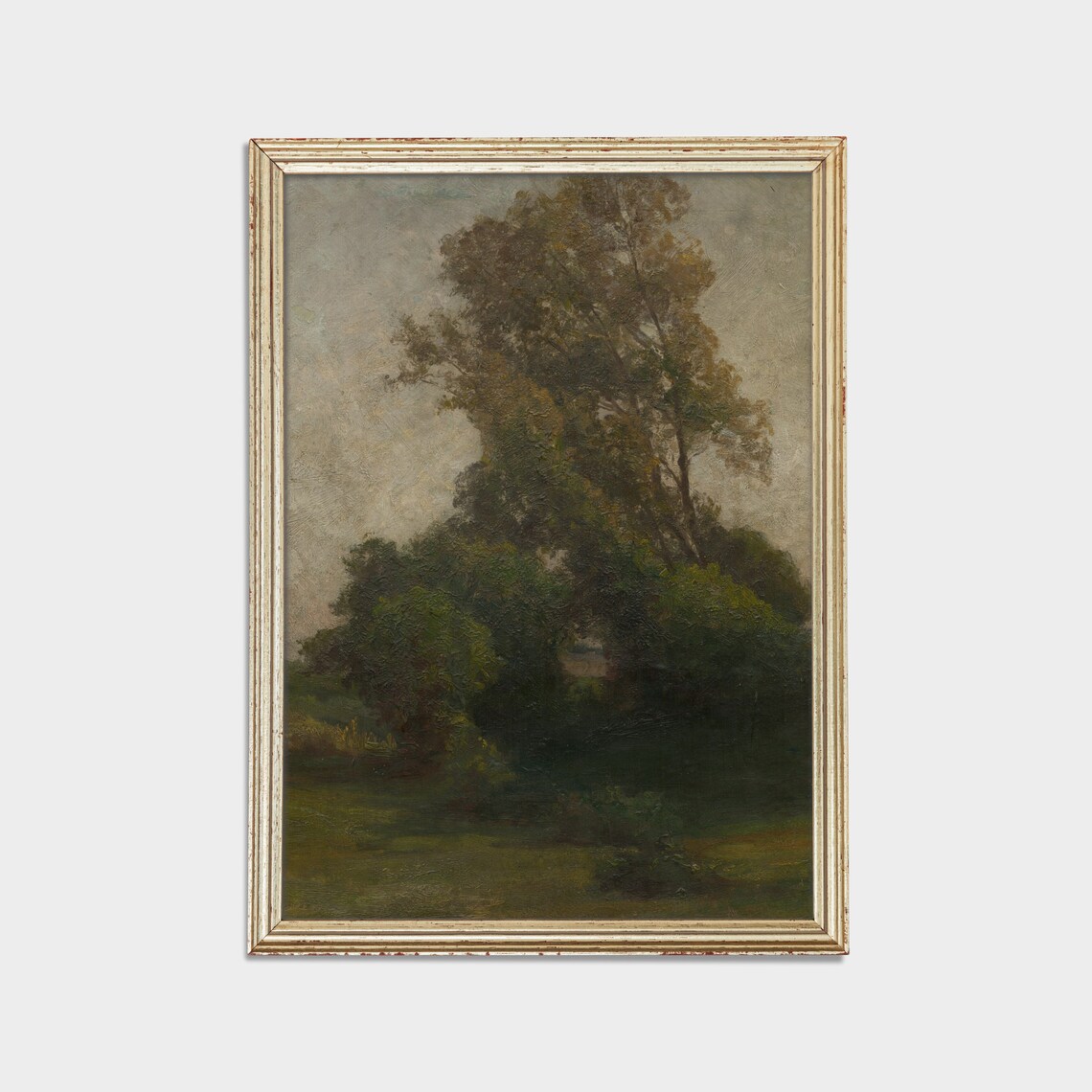 Moody Tonalist Painting of Dark Trees at Dusk Twilight Art Poster - Image 3