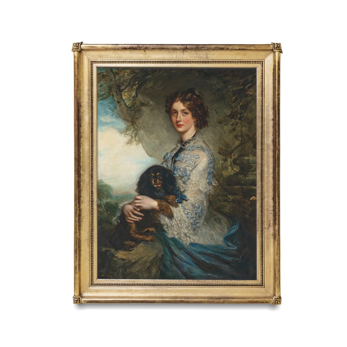 Vintage Woman Portrait With Spaniel, Rustic Art Print - Image 2