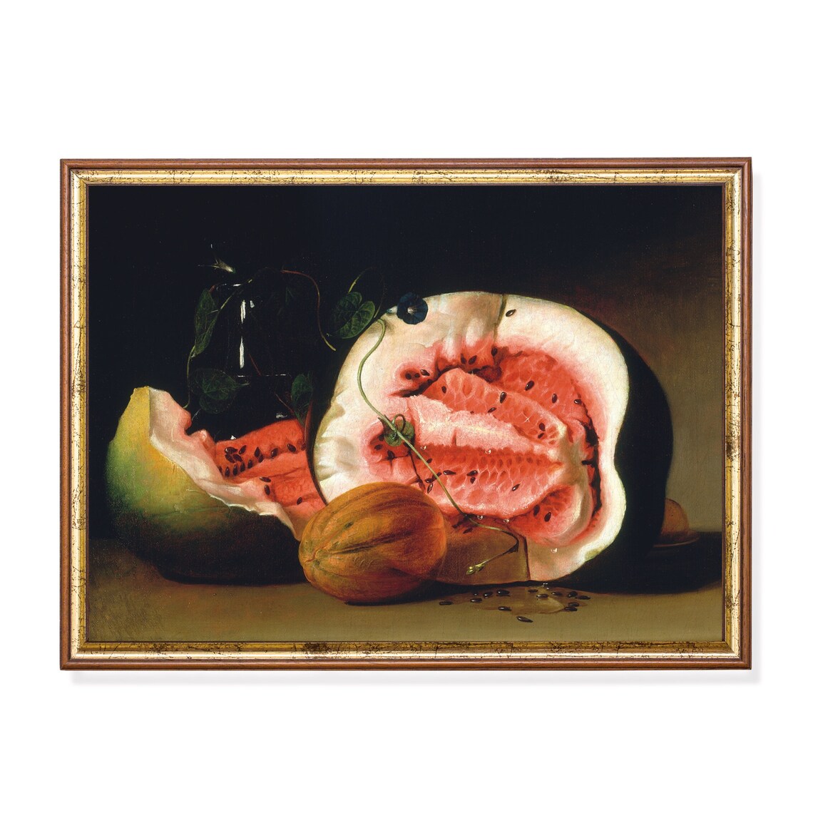Sliced Watermelon And Cantaloupe Melons Vintage Still Life Poster