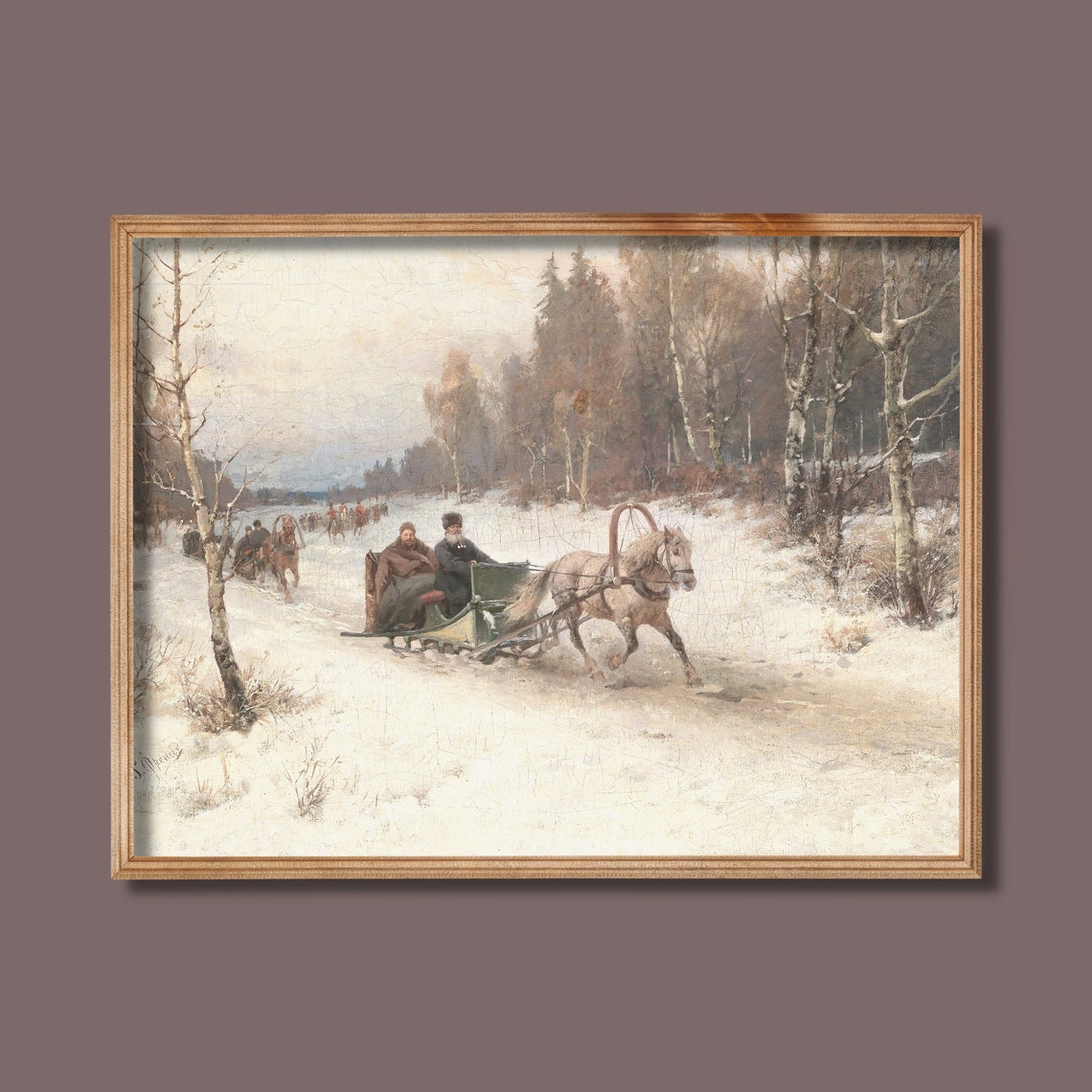Russian Troika Sleigh Ride Through Snowy Birch Forest Poster - Image 4