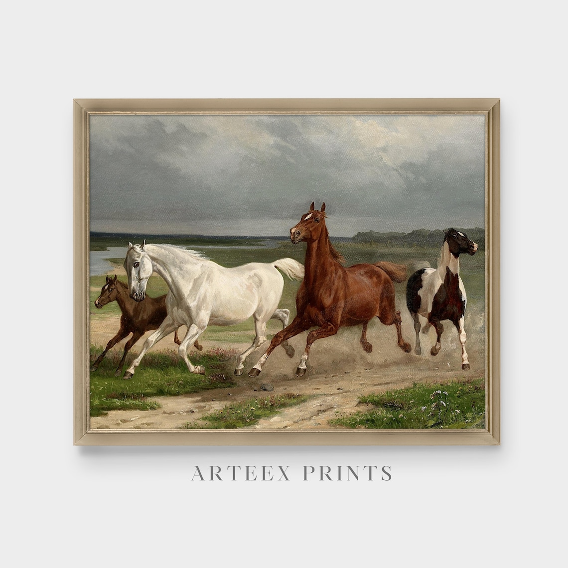 Vintage Horse Painting, Antique Equestrian Oil Print - Image 5