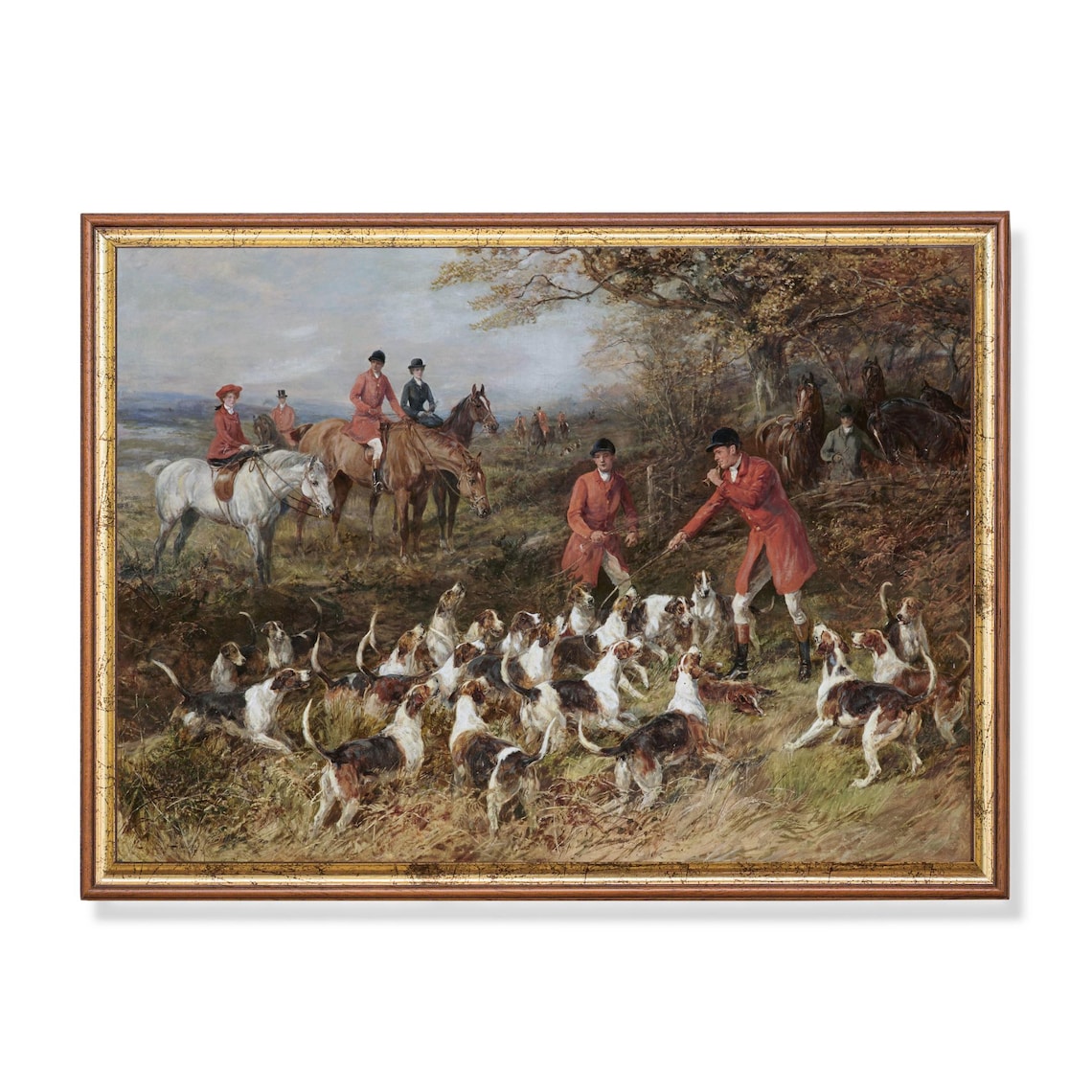 Antique Fox Hunt With Hounds And Riders Painting Fine Art Poster