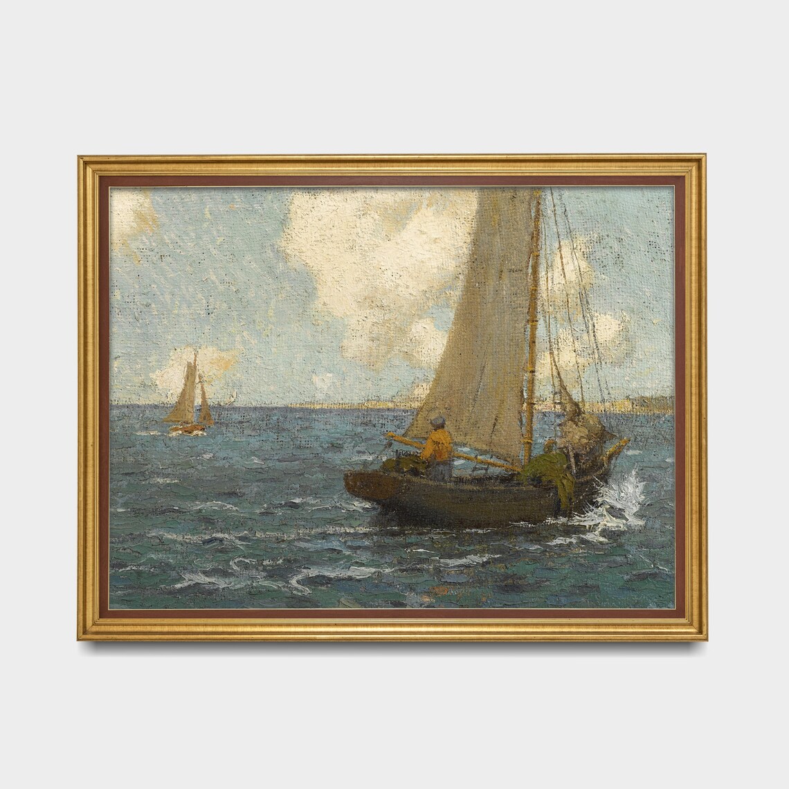 Fishing Sailboat Open Sea Fisherman Vintage Nautical Seascape Poster - Image 4