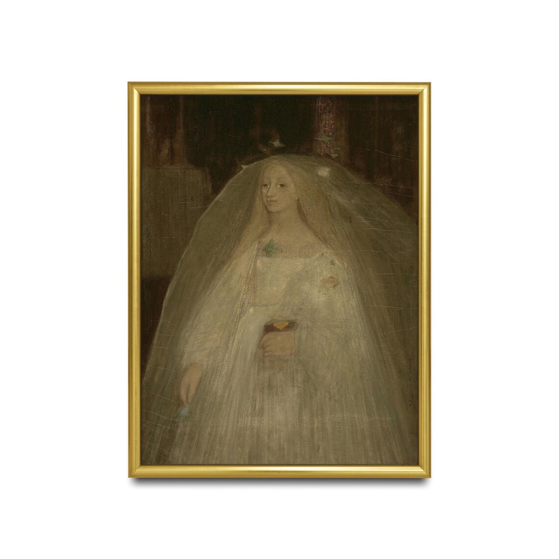Ethereal Symbolist Portrait Of Mysterious Veiled Woman In White Poster - Image 3