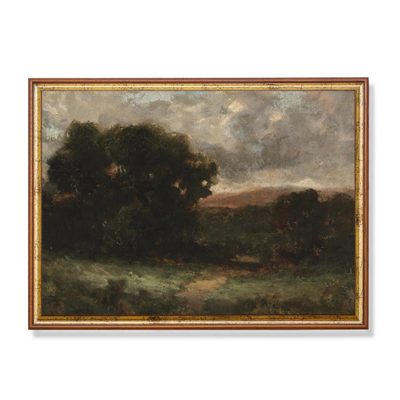 Mailed Print Vintage Landscape Painting Antique Country Landscape Moody Rustic Painting Print And Ship Oil Painting Fine Print