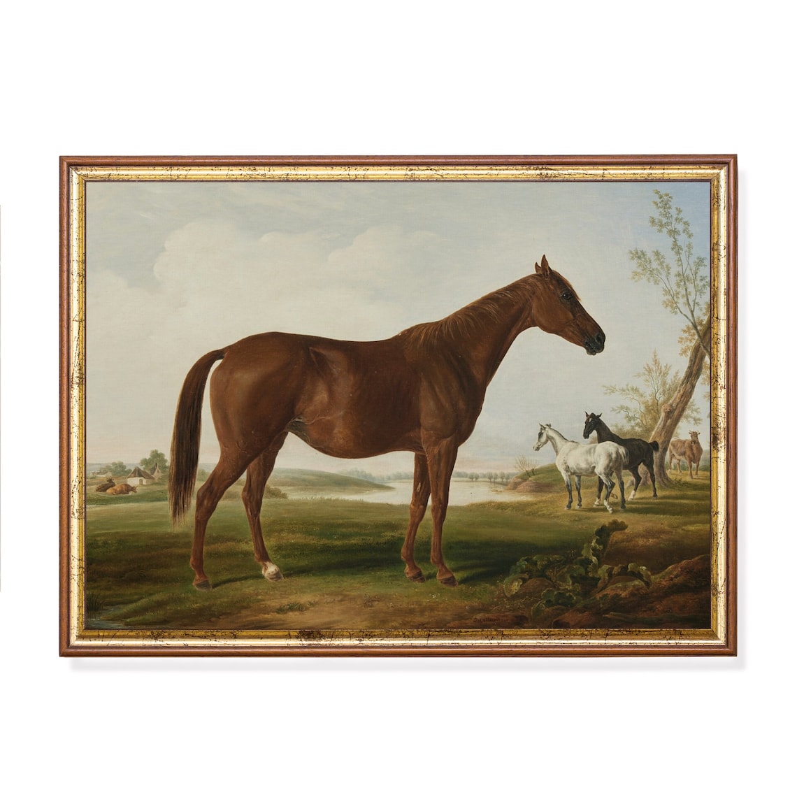 Vintage Horse Painting, Rustic Country Farmhouse Print