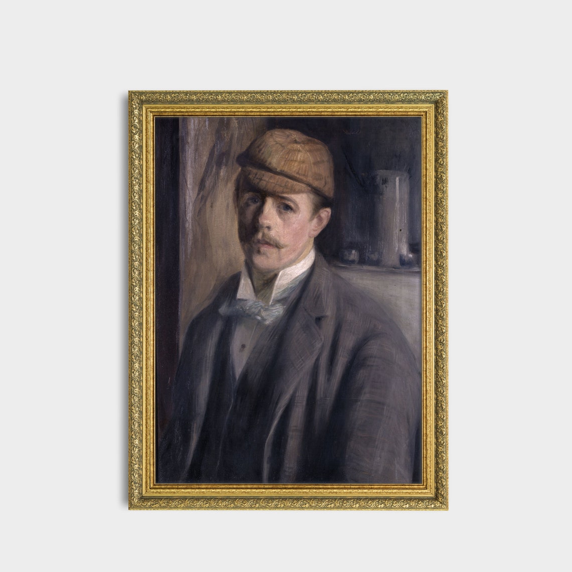 Gentleman in Flat Cap Vintage European Portrait Oil Painting Poster - Image 3