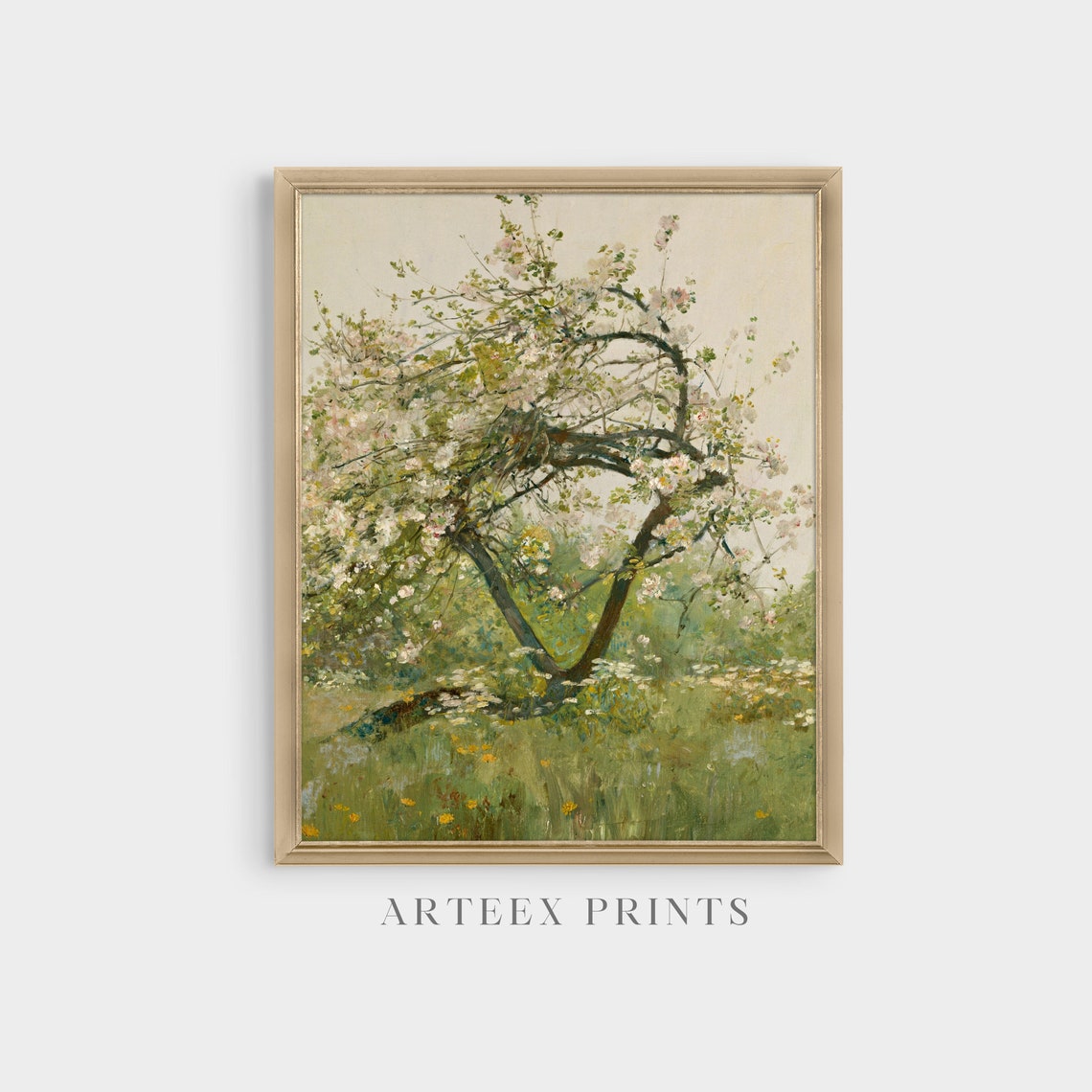 Blossoming Apple Tree in a Wildflower Meadow Painting Poster - Image 5
