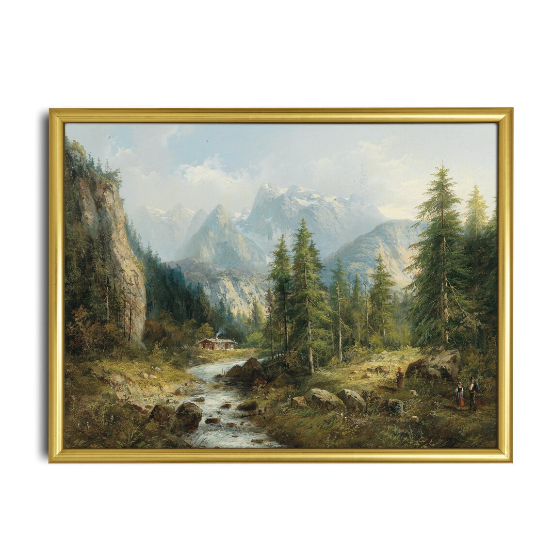 Vintage Rustic Mountain Landscape Poster Print