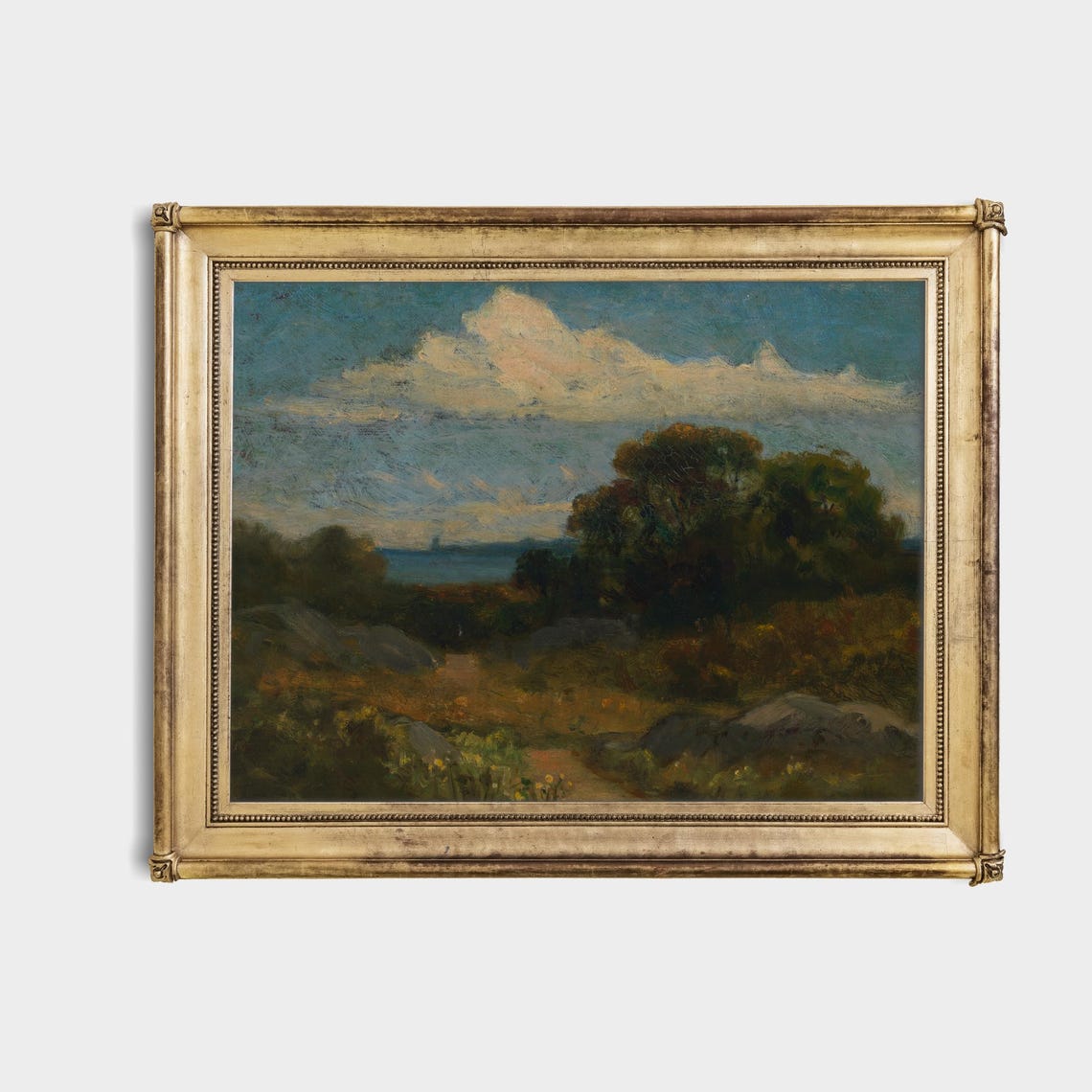 Rocky Coast and Trees Under a Stormy Sky Tonalist Landscape Poster - Image 4