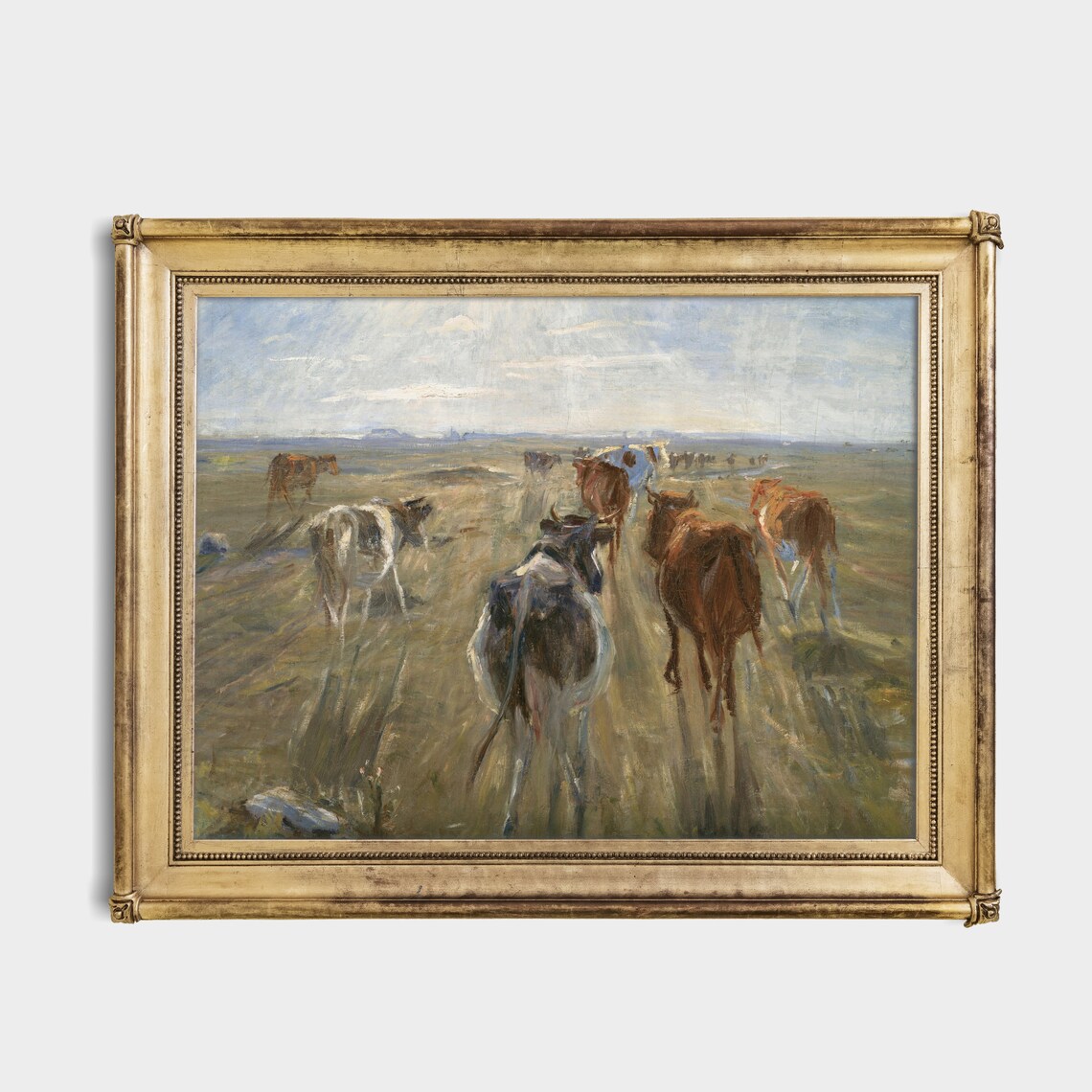 Vintage Cattle Oil Painting, Rustic Farmhouse Art Print - Image 3