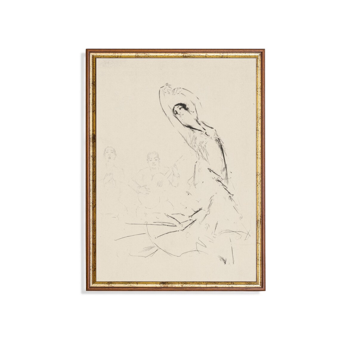 Vintage Figure Drawing, Woman Dancing Line Art Print