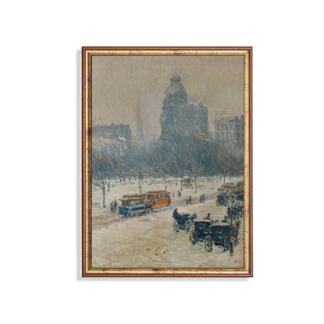 Childe Hassam Union Square Winter City Snow Impressionist Poster