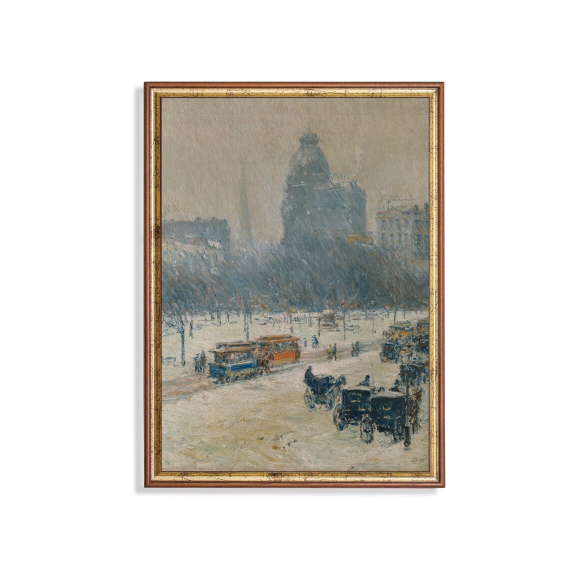 Printed And Shipped Vintage Painting Winter In City Antique Oil Painting Print Christmas Winter Decor Fine Art Physical Prints