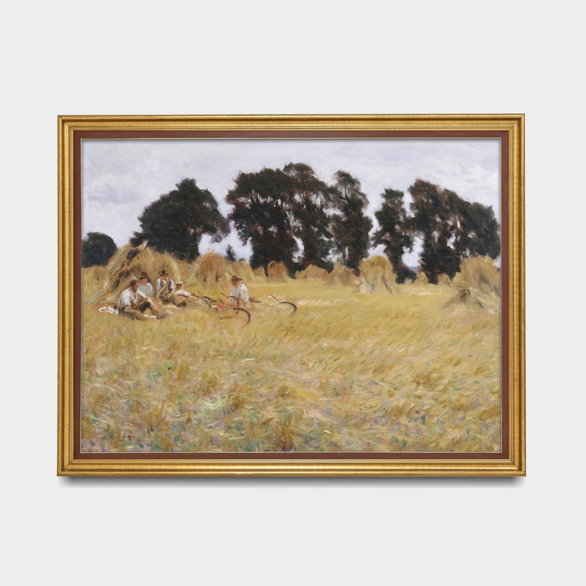 Wheat Harvest Rest Golden Field with Haystacks Vintage Poster - Image 3