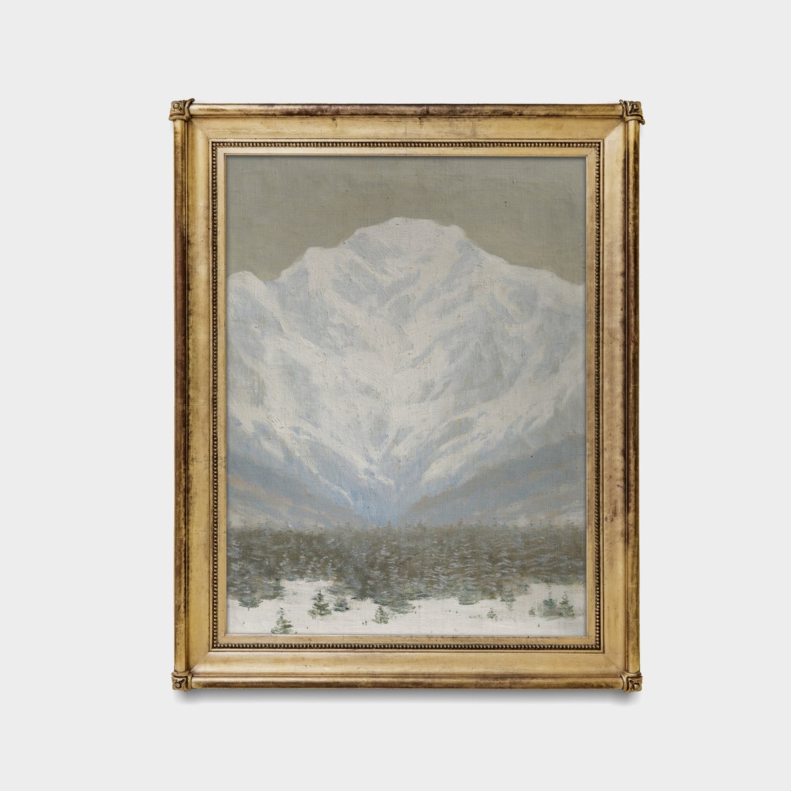 Snow Capped Peak Above Pine Forest Winter Landscape Scene Poster - Image 3