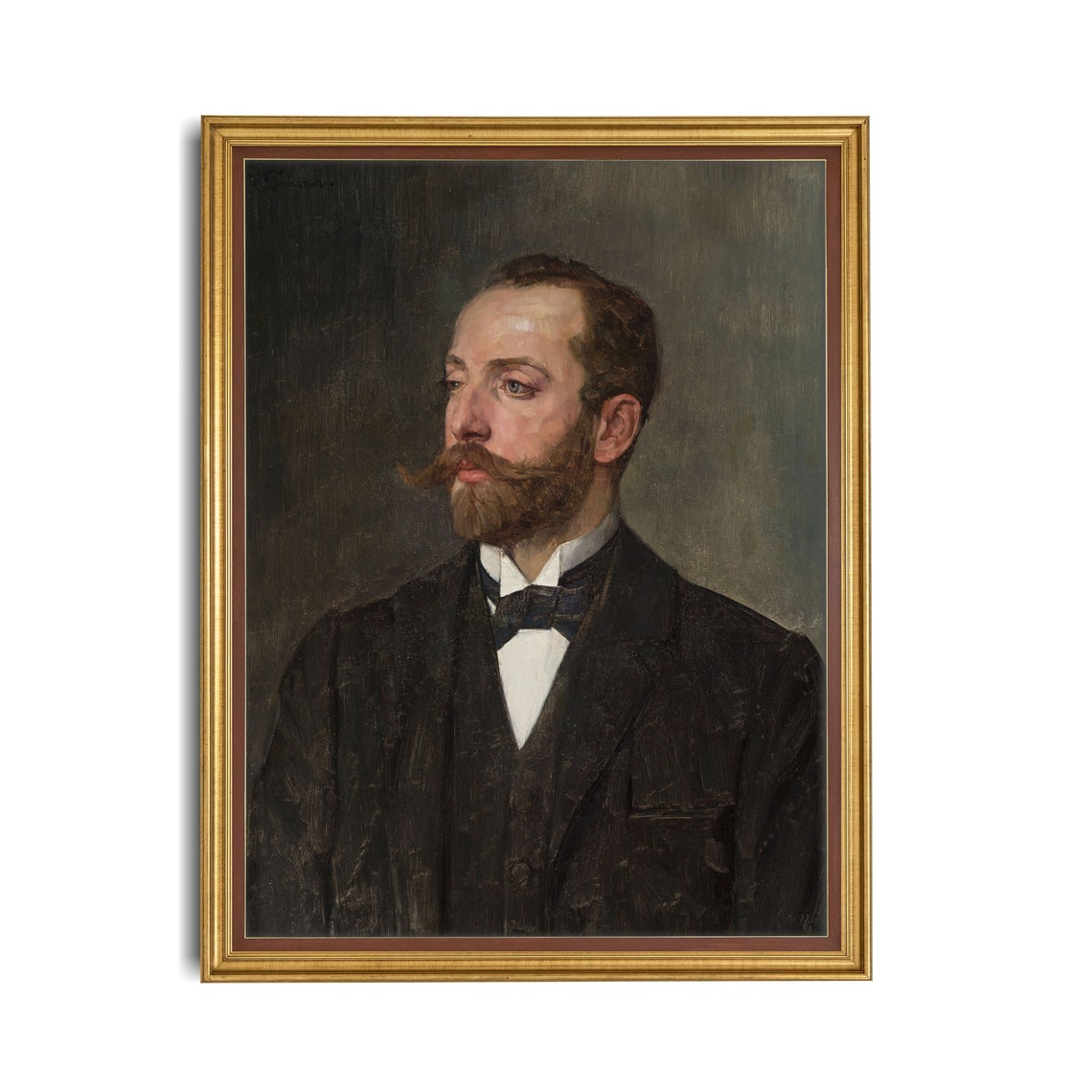 Bearded Victorian Gentleman with Curled Mustache Portrait Poster - Image 2