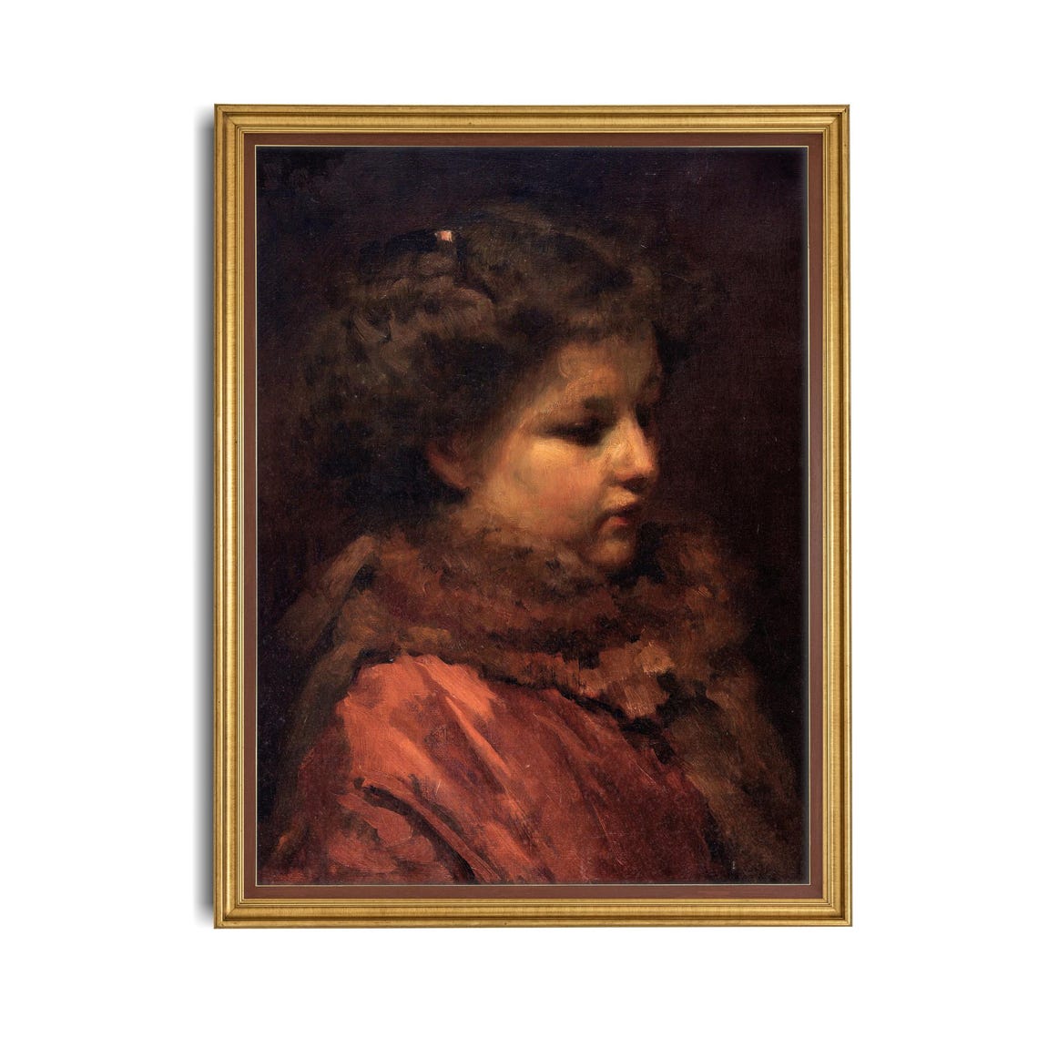 Mailed Print Vintage Portrait Painting Antique Portrait Moody Rustic Classic Art Print Printed And Shipped Portrait Of Young Girl - Image 4