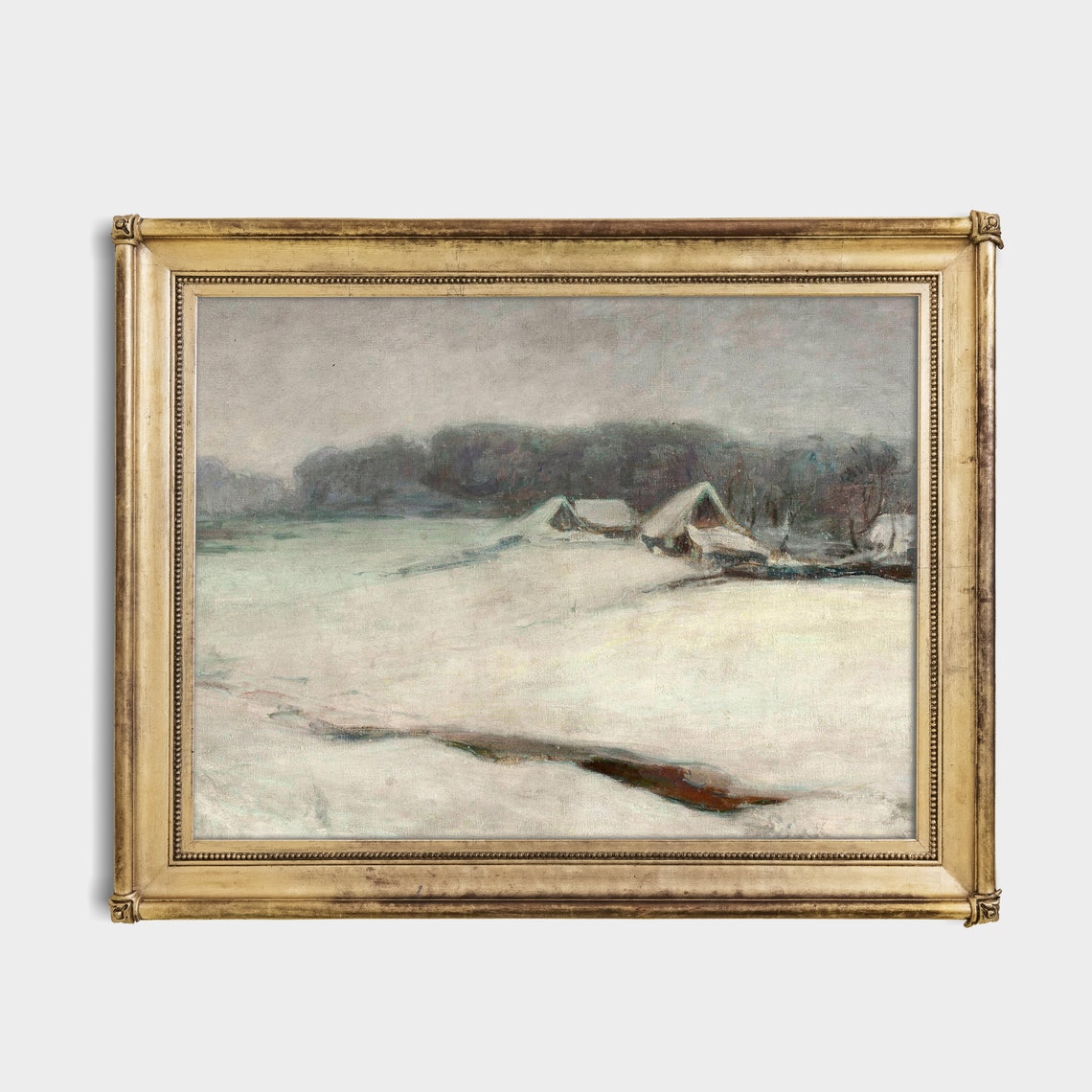 Misty Snow-Covered Hamlet With Its Winding Dark Stream Poster - Image 2