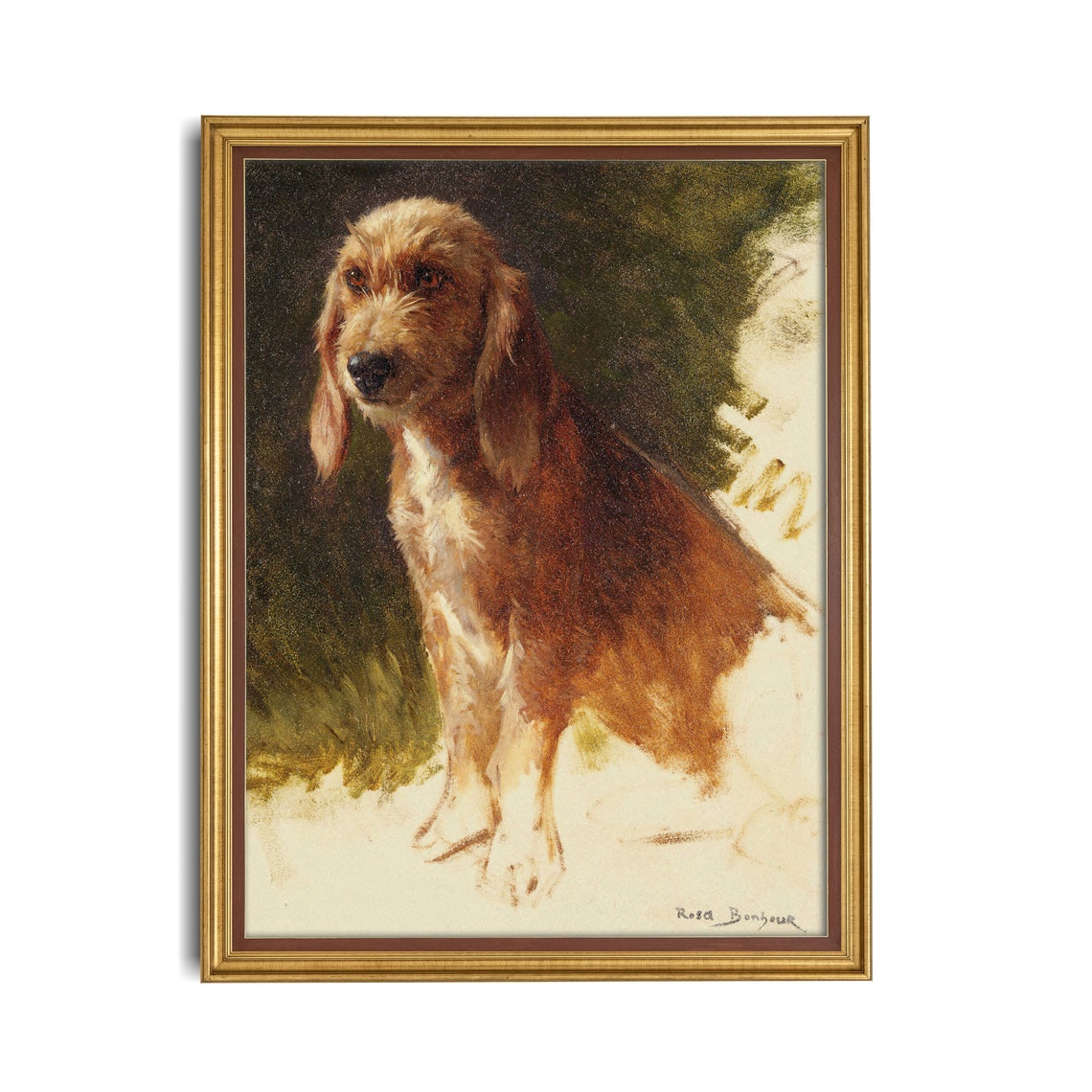 Study of a Hound Dog by Rosa Bonheur Vintage Dog Portrait Poster - Image 2