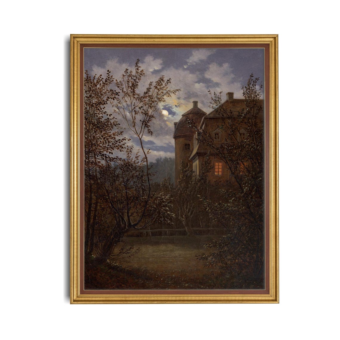Manor House Under a Moonlit Sky Dark Moody Gothic Night Scene Poster - Image 4