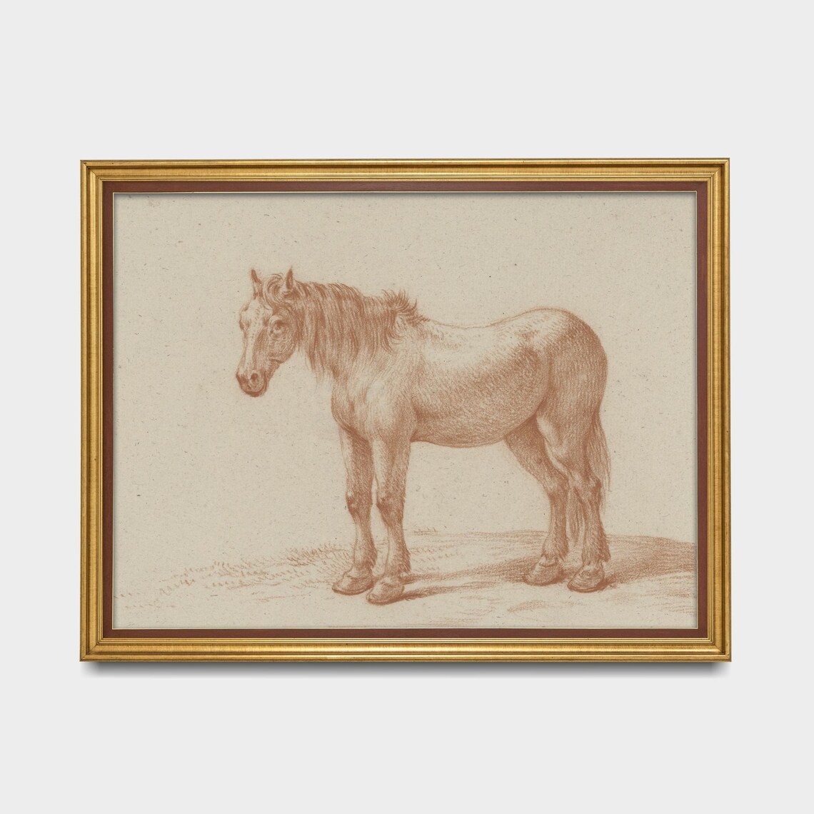 Standing Horse in Profile in Red Chalk Vintage Sketch Poster - Image 5