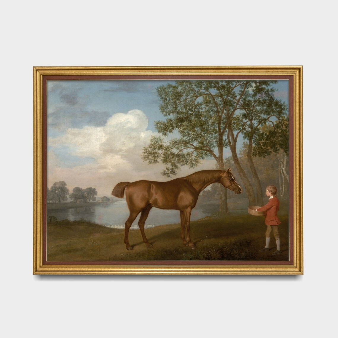 Chestnut Horse With Young Groom By River Vintage Sporting Poster - Image 3