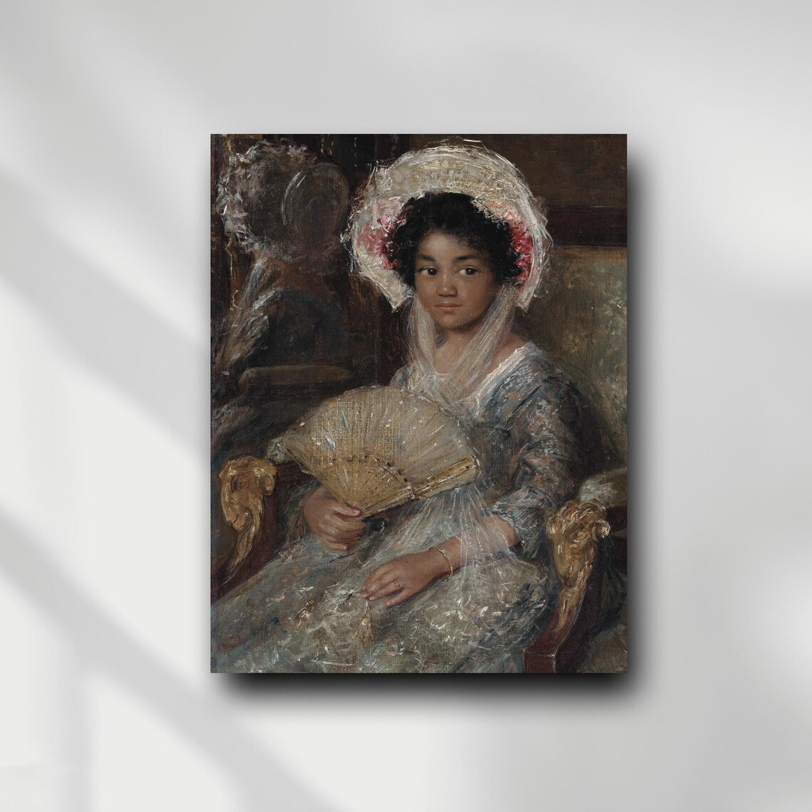 Vintage Young Girl With Lace Bonnet And Fan Romantic Portrait Poster - Image 4