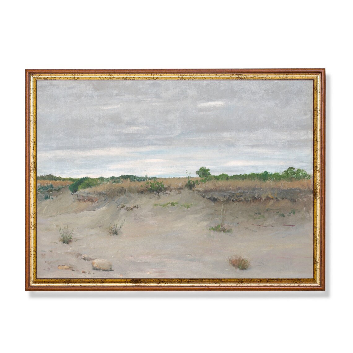 Muted Sand Dune Coastal Landscape in Soft Neutral Tones Poster
