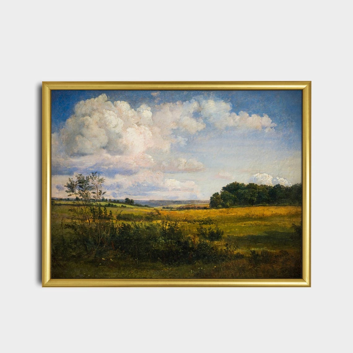 Sunlit Summer Meadows Under Towering Clouds Landscape Poster - Image 2