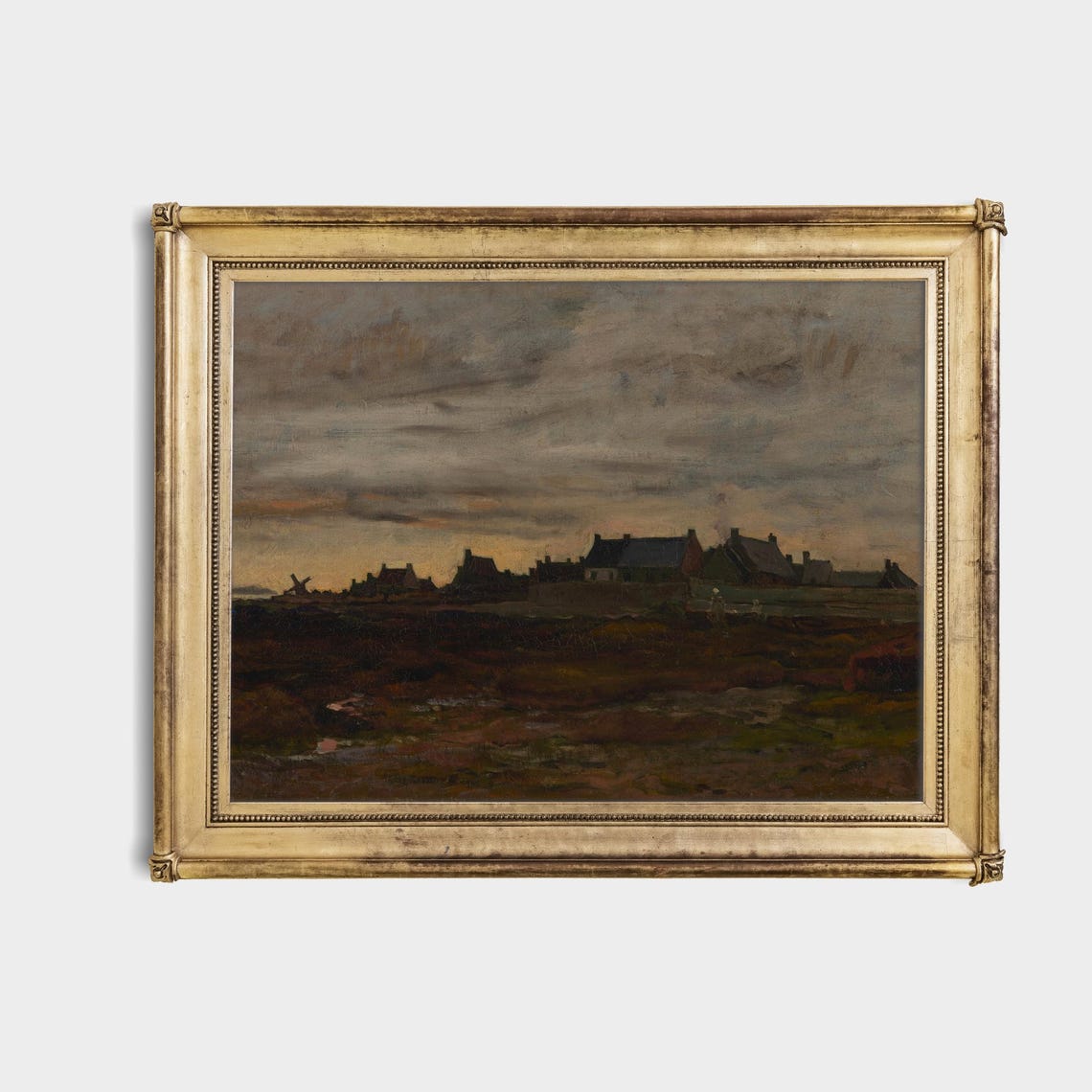 Dark Coastal Village Silhouette at Dusk Brooding Seascape Poster - Image 4