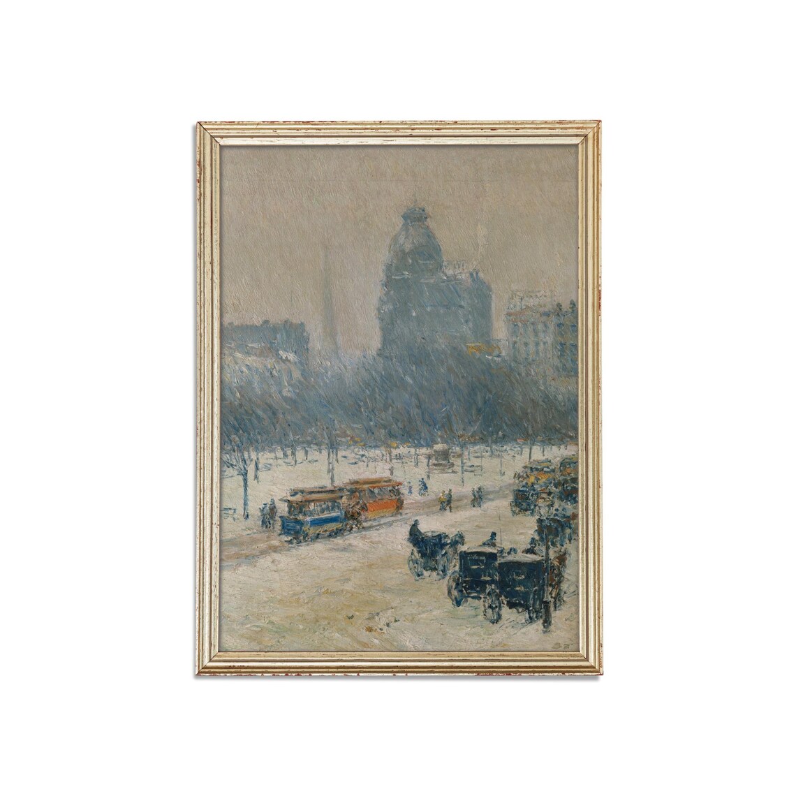 Printed And Shipped Vintage Painting Winter In City Antique Oil Painting Print Christmas Winter Decor Fine Art Physical Prints - Image 3