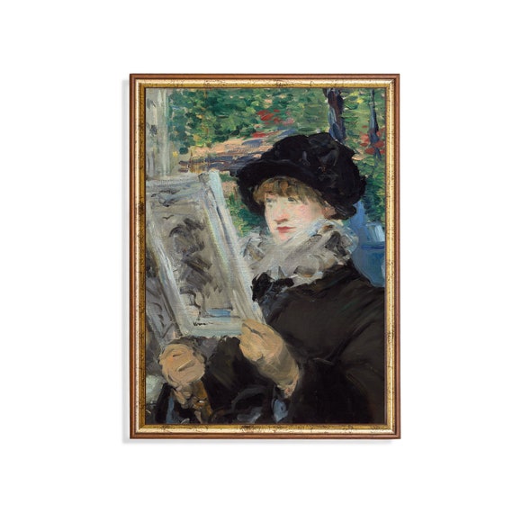 Print And Ship Vintage Portrait Painting Antique Woman Portrait Woman Reading Book Moody Rustic Fine Art Mailed Print