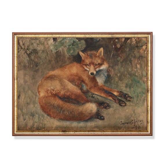 Mailed Print Vintage Fox Painting Antique Animal Print Farmhouse Decor Moody Rustic Art Animal Lover Gift Print And Ship