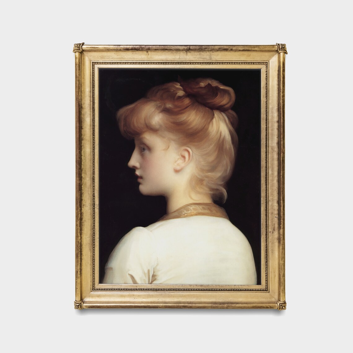 Blonde Girl Profile Portrait in White Dress Classical Poster - Image 4
