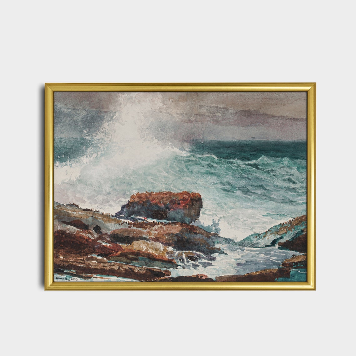 Winslow Homer 1883 Stormy Waves Breaking on a Rocky Coast Poster - Image 4