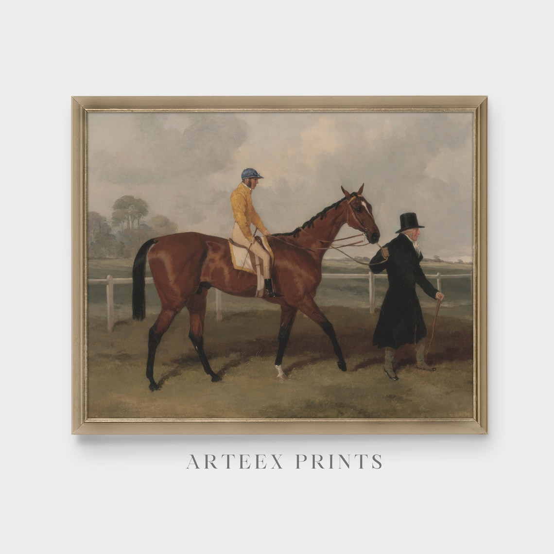 Bay Racehorse with Jockey and Gentleman Equestrian Vintage Poster - Image 5