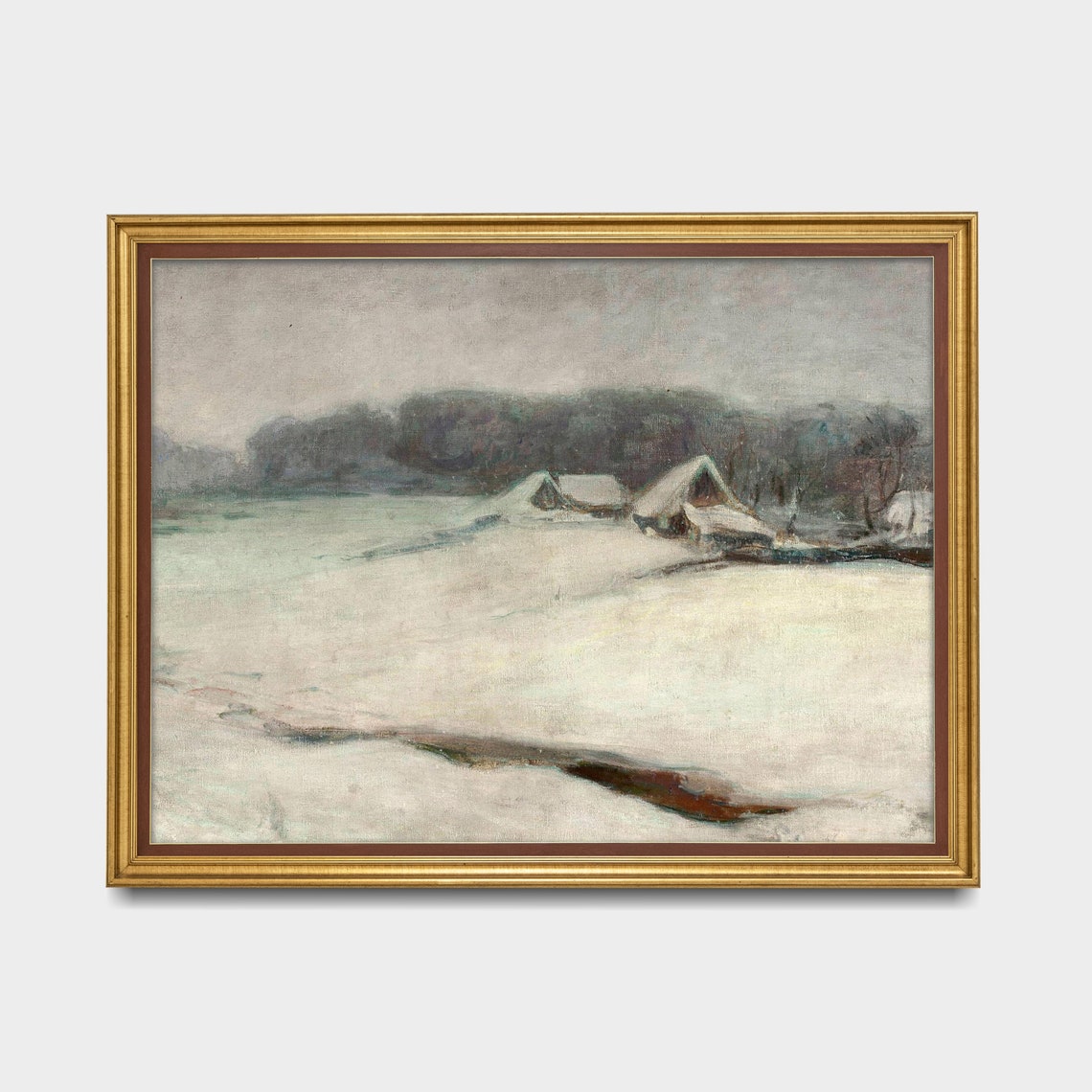 Misty Snow-Covered Hamlet With Its Winding Dark Stream Poster - Image 3