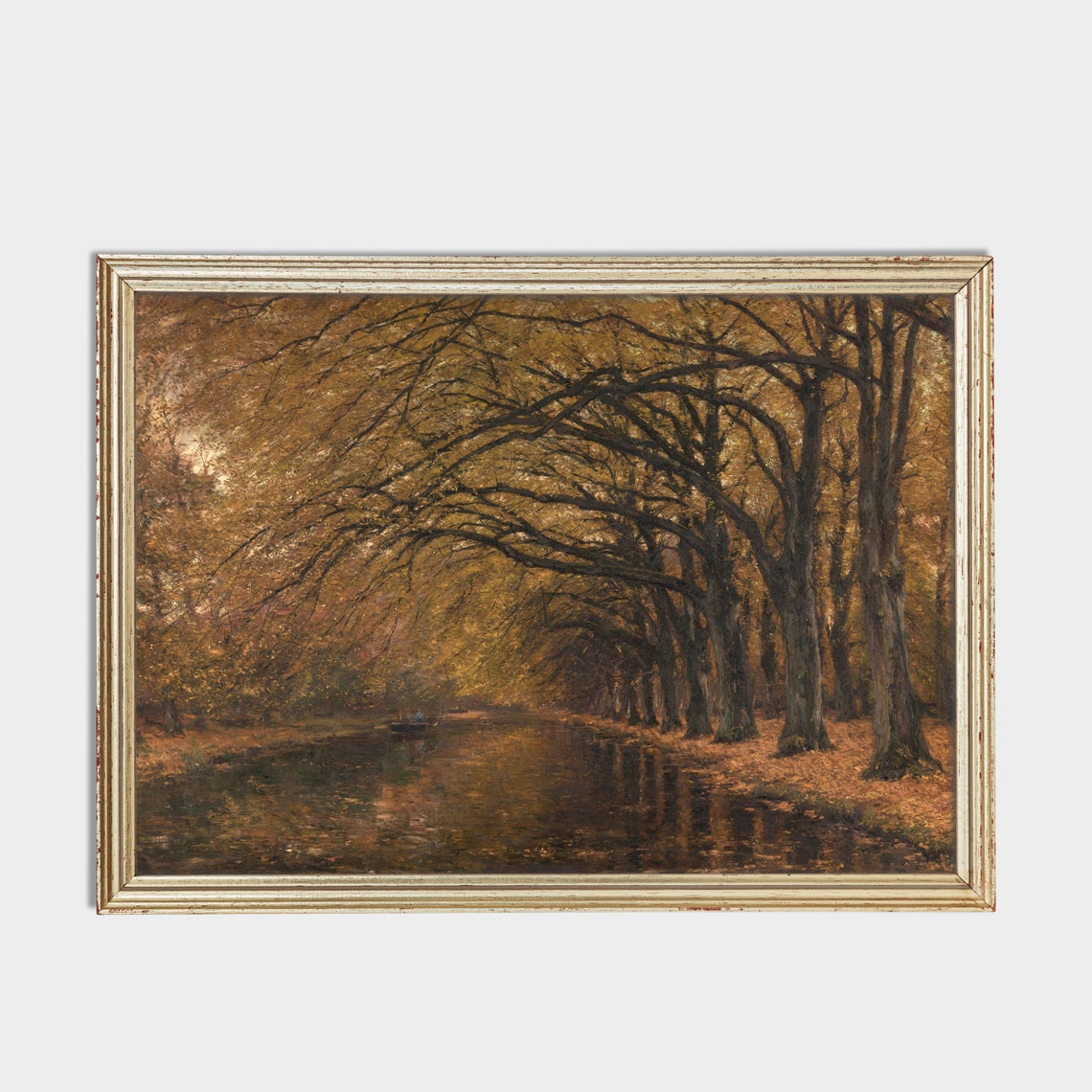 Autumn Canal Lined with Golden Trees in Rich Reflections Poster - Image 2