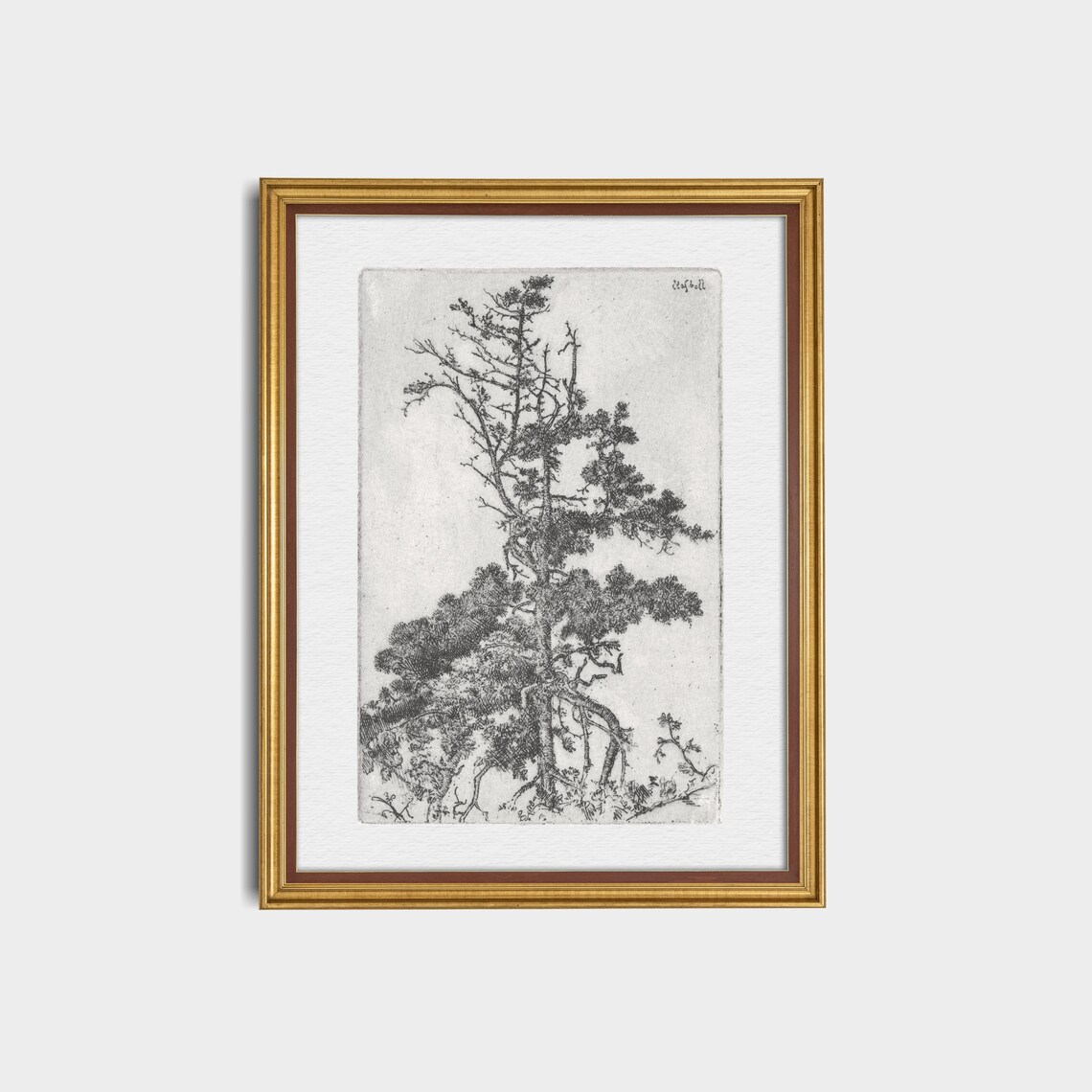 Vintage Tree Etching, Rustic Nature Art Print - Image 2