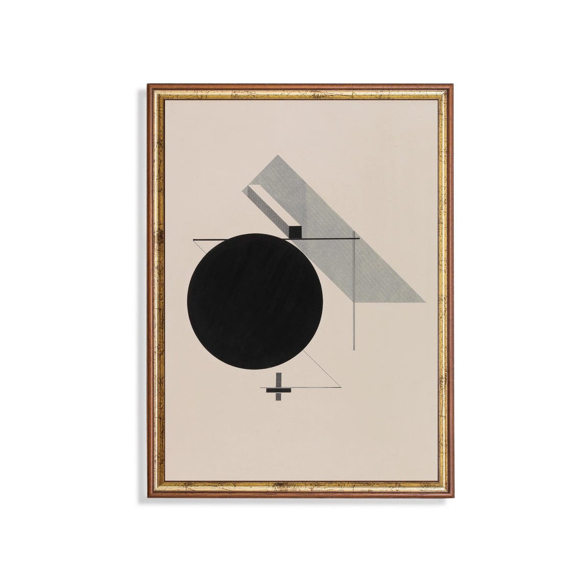 Bauhaus Style Geometric Abstract with Black Circle Modern Poster