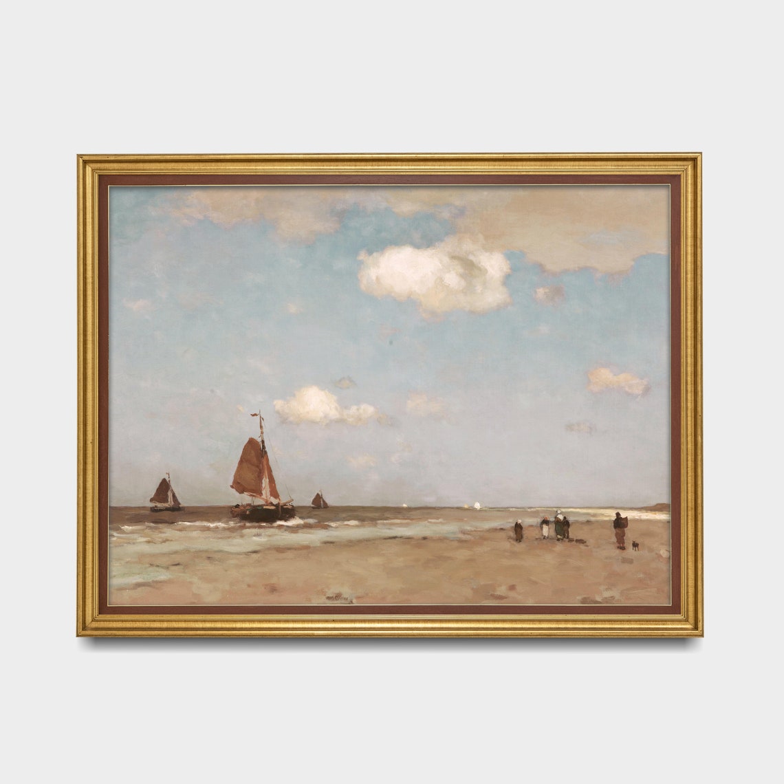 Dutch Beach With Sailing Vessels And Figures Hague School Art Poster - Image 4
