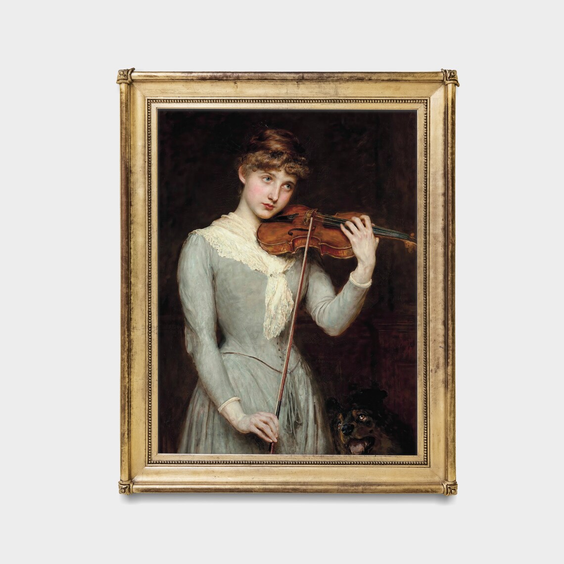 Vintage Violinist Woman With Dog Classical Music Art Wall Poster - Image 4